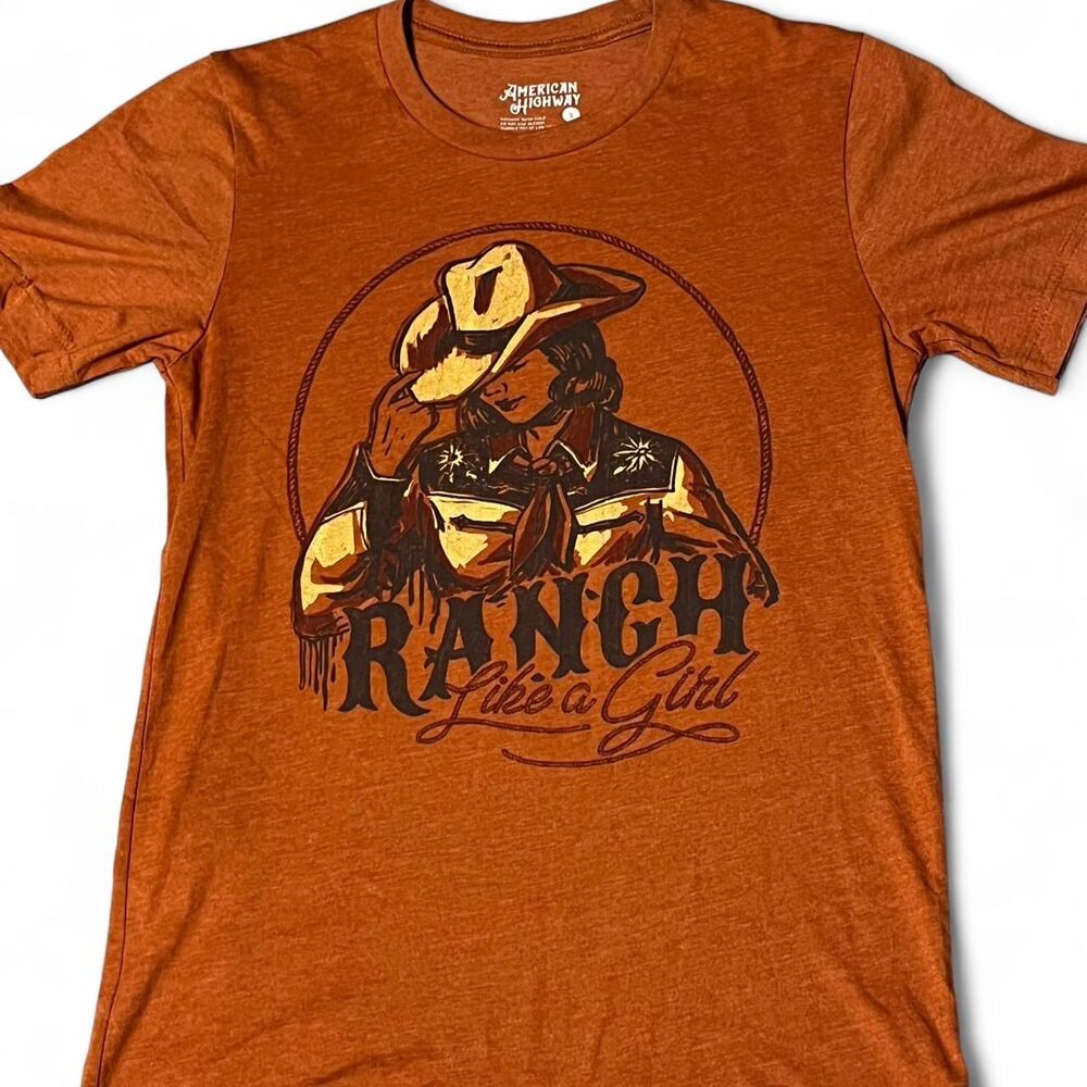 American Highway "Ranch Like a Girl" Graphic Tee, Size S